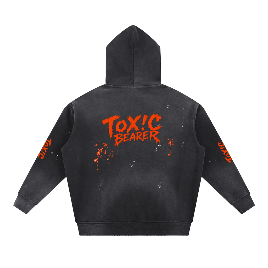 Vintage Washed Frayed Fleece Hoodie